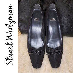 Stuart Weitzman Kitten Heel Square Pump with Bow